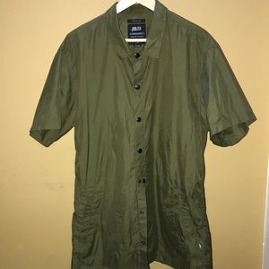 Publish Brand Olive Nylon Button Up Shirt